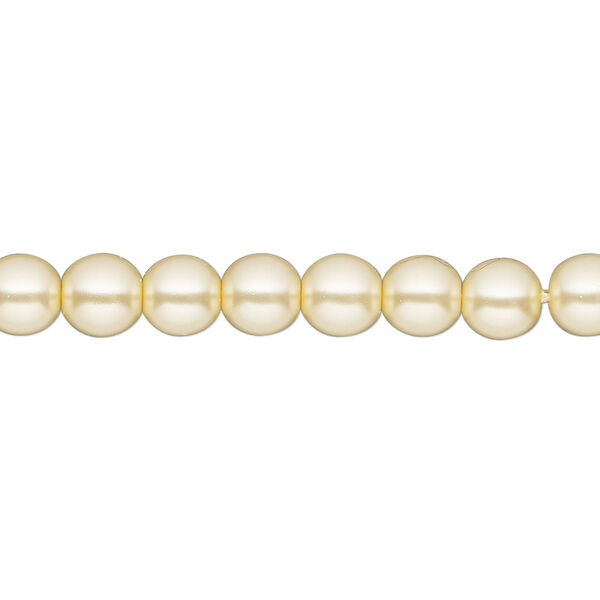 Bead, Czech glass pearl, ivory, 6mm round. Sold per 18-inch strand, approximately 80 beads. image number 0