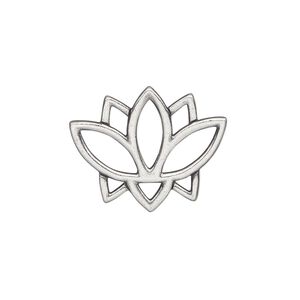 Link, TierraCast®, pewter (tin-based alloy), 23x19mm double-sided open lotus with renewal theme. Sold per pkg of 20.