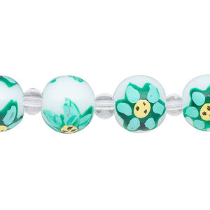 Bead, glass 1pkg8, multicolored, 12mm hand-painted round.