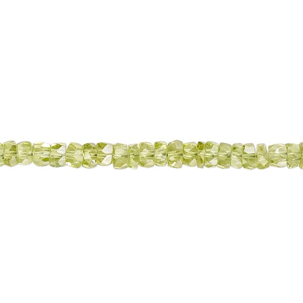 Peridot 1pkg1, hand-cut faceted heishi bead natural 15.5-16 inch 4x2mm-4x3mm image number 0