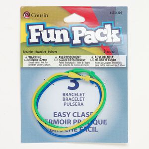 Bracelet cord, silicone, pkg/3, 6-1/2-inches wearable length.