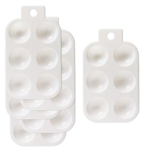 Tray, plastic, white, 5-1/4 x 3-1/2 inches with 6 round compartments and hanging tab. Sold per pkg of 6.