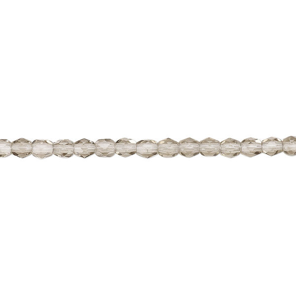 Bead, Czech fire-polished glass, smoke, 3mm faceted round. Sold per 15-1/2" to 16" strand, approximately 130 beads. image number 0