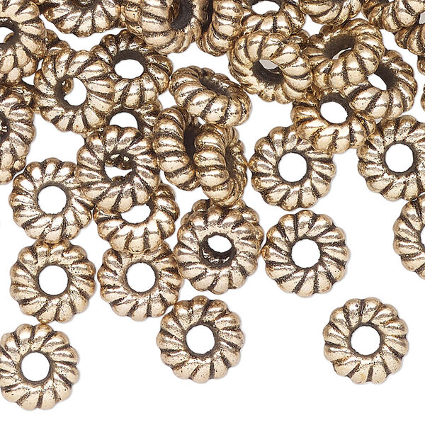 Bead, CCB acrylic, gold, 9x3mm rondelle. Sold per pkg of 500. image number 0