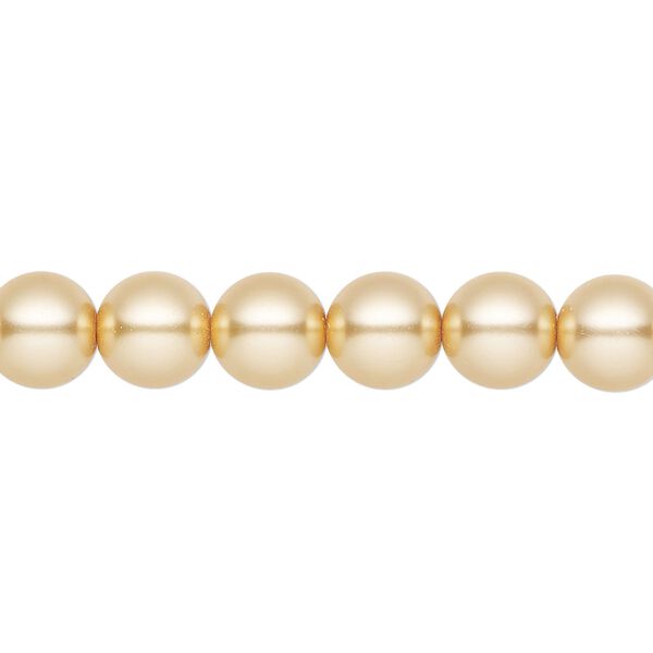 Pearl 100pk gold, Preciosa Czech crystal 8mm round image number 0