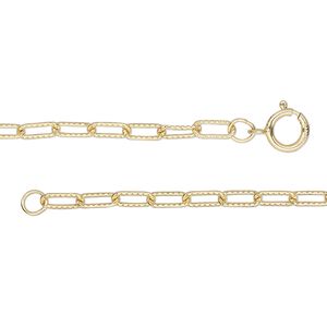 Chain 1pkg1 14Kt gold-filled paperclip, 2.6mm textured / springring clasp, 20 inch