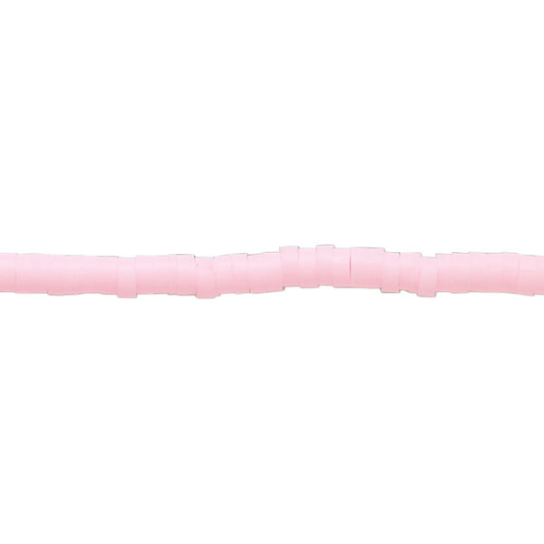 Bead, polymer clay, opaque light pink, 3x1mm heishi. Sold per pkg of (2) 16-inch strands. image number 0