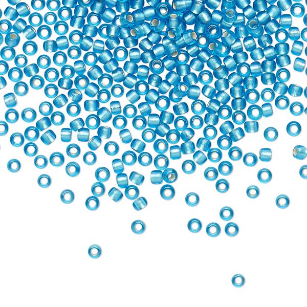 Seed bead, TOHO BEADS®, glass, pkg/7.5g, #11 round, translucent silver-lined frosted dark aqua (TR-11-23BF). image number 0