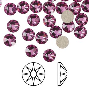 Flat back 288pk dark rose foil back, Swarovski® 6.32-6.5mm XIRIUS rose round SS30 2088