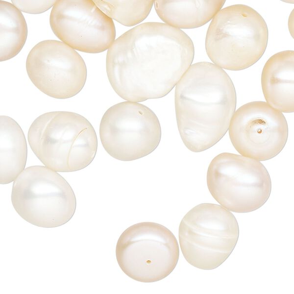 Pearl mix, cultured freshwater (natural/bleached), white, mauve and peach, 8-12mm mixed shape, D grade, Mohs hardness 2-1/2 to 4. Sold per 2-ounce pkg. image number 0