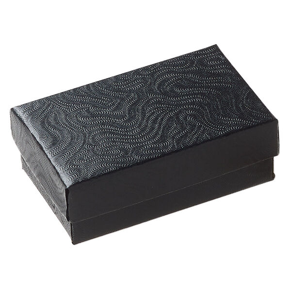 Paper / "cotton" (polyester) 1pkg10, rectangle box / swirl design black 2.5x1.5x.88 inch image number 1