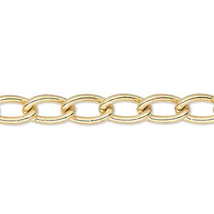 Chain 1pkg1 gold-plated curb, 6mm, steel 5 foot unfinished