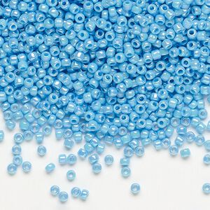 Seed bead, Dyna-Mites™, glass, pkg/40g, #11 round, opaque rainbow turquoise blue, (741R 11/0 RR).