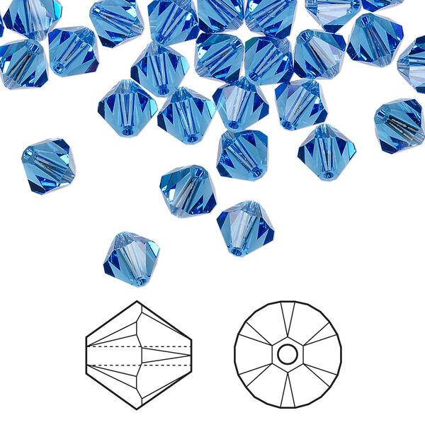 Bead 360pk sapphire, Crystal Passions® 6mm bicone 5328 image number 0