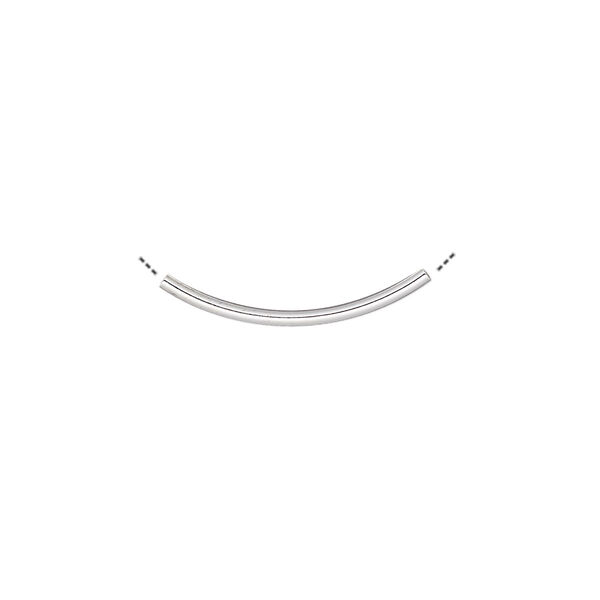 Bead, silver-plated brass, 20x1.2mm curved tube. Sold per pkg of 100. image number 0