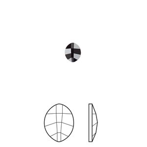 Flat back 2pk jet foil back, Crystal Passions® hotfix rhinestone 6x4.8mm pure leaf 2204