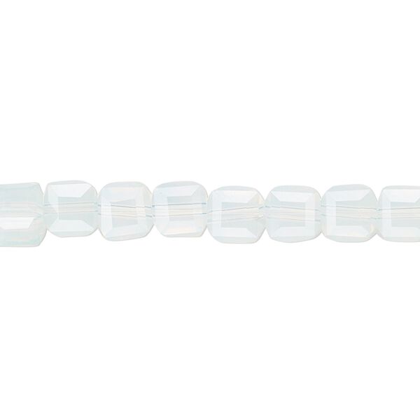 Bead 1pk 18 facets transparent clear frosted, Celestial Crystal® 6mm cube 15.5-16 inch image number 0