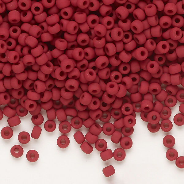 Seed bead, Dyna-Mites™, glass, opaque matte brick red, #8 round. Sold per 40-gram pkg. image number 0