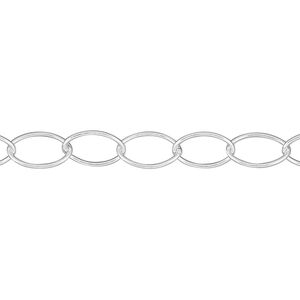 Chain 1pkg1 sterling silver cable, 6.5mm oval, 5 foot unfinished