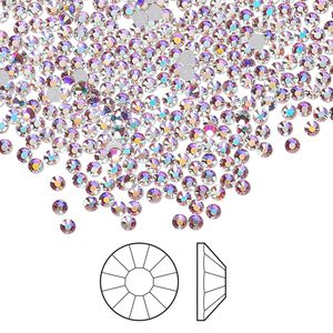 Flat back 144pk crystal AB foil back, Preciosa Viva 12® Czech crystal rhinestone 1.9-2.1mm chaton rose round SS6