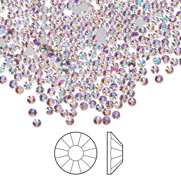 Flat back 144pk crystal AB foil back, Preciosa Viva 12® Czech crystal rhinestone 1.9-2.1mm chaton rose round SS6 image number 0