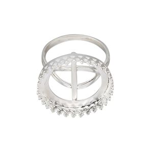 Ring, sterling silver, 21.5mm round with 20mm round cabochon bezel setting, size 9. Sold individually.