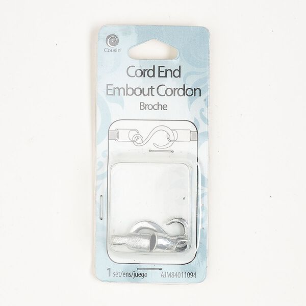 Clasp S-hook 1pkg1, 46x13mm / fits 5.1mm cord, antique silver-finished brass 1-strand image number 0