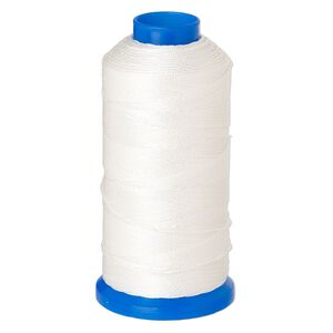 Cord, Griffin, nylon, white, 0.7mm, 41.6-pound test. Sold per 400-meter spool.