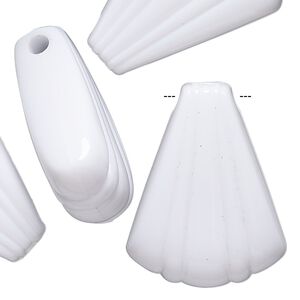Focal, acrylic, white, 30x25mm fan. Sold per pkg of 6.
