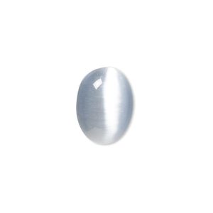 Cabochon, cat's eye glass (fiber optic glass), grey, 16x12mm calibrated oval, quality grade. Sold per pkg of 8.