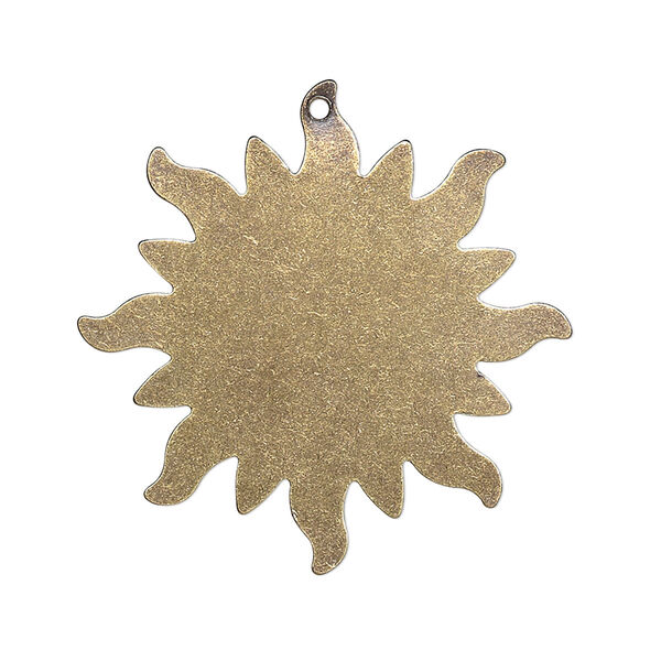 Focal, brass, 33mm double-sided flat round sun blank with 1.2mm hole. Sold per pkg of 4. image number 0