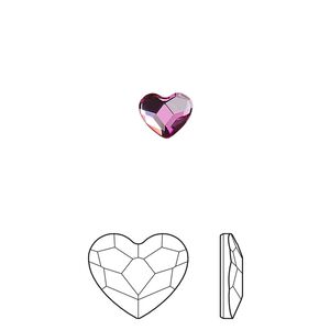 Flat back 24pk fuchsia foil back, Crystal Passions® 3.6mm heart 2808