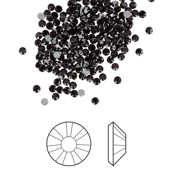 Flat back 144pk jet foil back, Crystal Passions® hotfix rhinestone 1.9-2.1mm rose round SS6 2038HF image number 0
