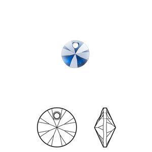Drop 12pk dark sapphire, Crystal Passions® Regenerated 8mm pendant mini disk 6428
