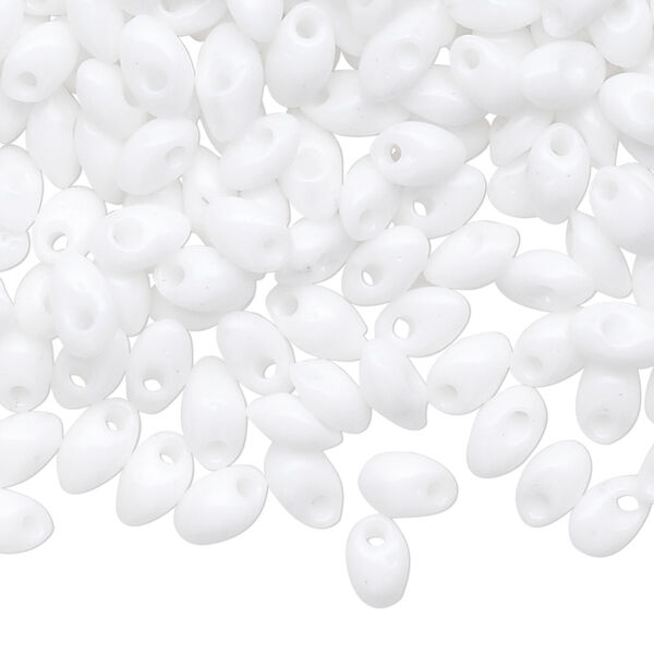 Seed bead, Miyuki, glass, pkg/10g, 7x4mm long magatama, opaque white (LMA-402). image number 0