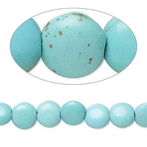 Magnesite 1pkg1, puffed flat round bead 15 inch 7-8mm