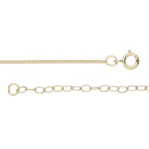 Chain 1pkg1 14Kt gold-filled curb, 1mm / springring clasp, Gossamer™ 16 inch