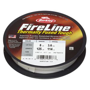 Thread, Berkley® FireLine®, high-modulus polyethylene, 8-fiber braid, crystal, 0.17mm diameter, 8-pound test. Sold per 125-yard spool.