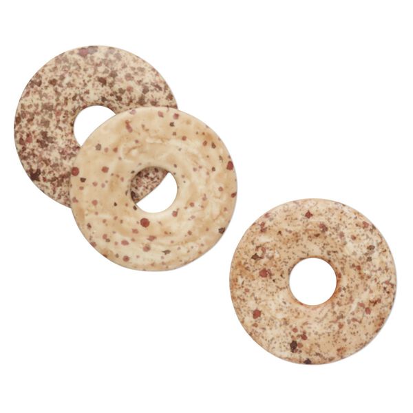 Focal, coated acrylic, opaque beige and multicolored, 50mm round donut with speckles. Sold per pkg of 3. image number 0