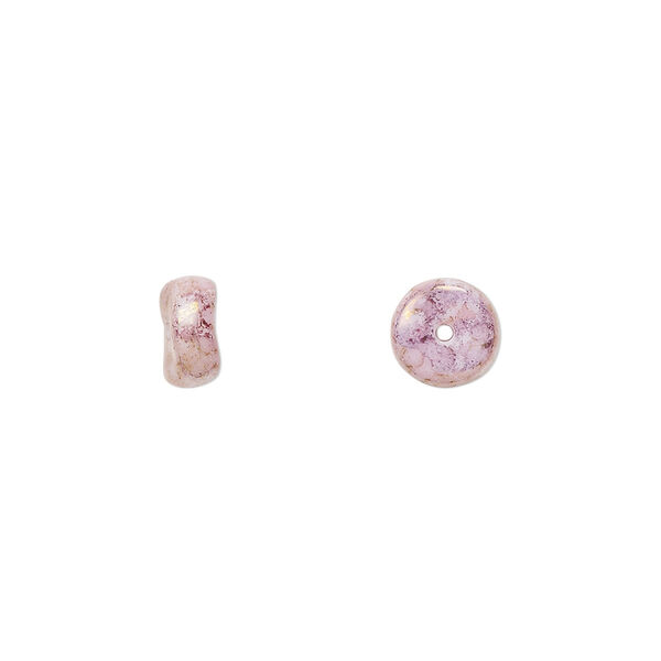 Bead, Czech pressed glass, mauve granite, 7x3mm rondelle. Sold per 15" to 16" strand. image number 0