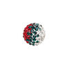 Bead, Egyptian glass rhinestone / epoxy / resin, green / white / red, 14mm round with pav&eacute; wave design. Sold individually. image number 0