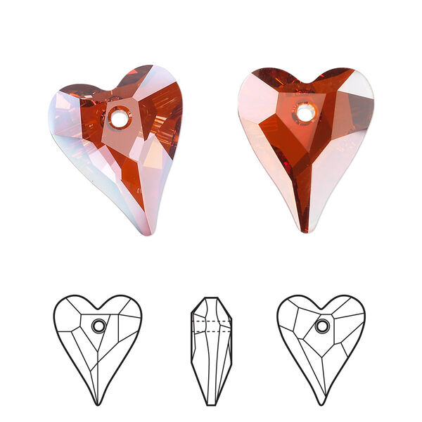 Drop 1pk crystal red magma, Crystal Passions® 17x14mm pendant wild heart 6240 image number 0