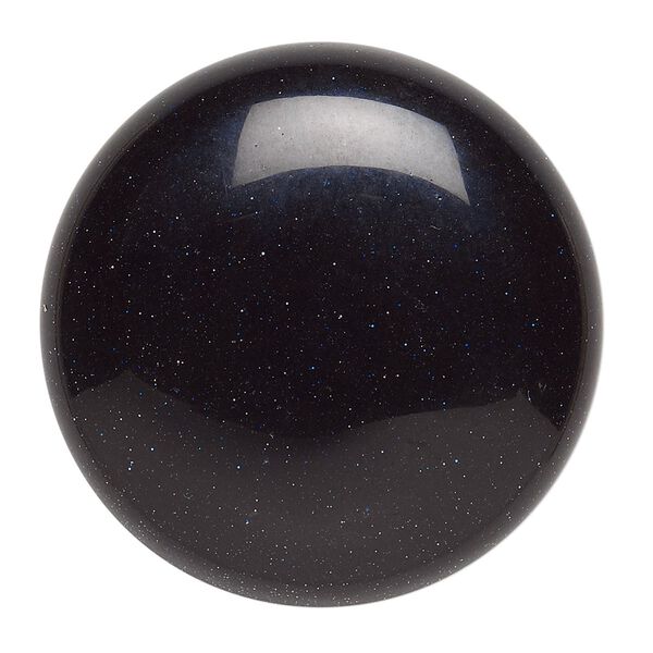 Cabochon, blue goldstone (glass) (man-made), 38mm calibrated round. Sold individually. image number 0