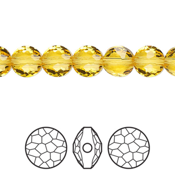 Bead 144pk light topaz, Swarovski® 8mm puffed round 5034 image number 0