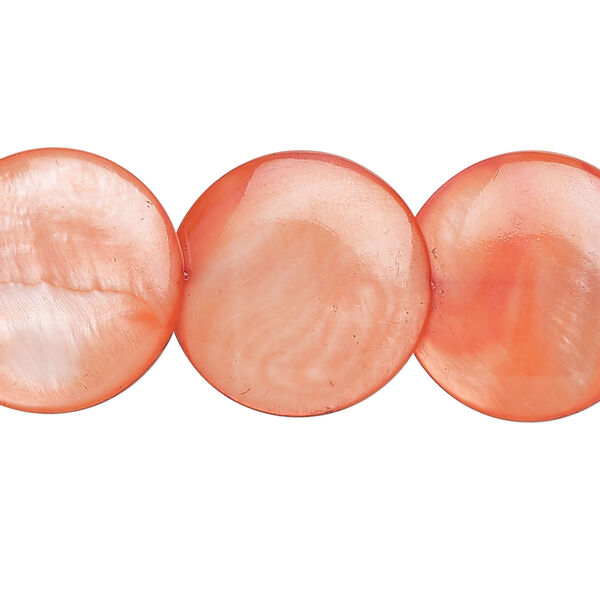Mother-of-pearl shell 1pkg1, lentil-drilled puffed flat round bead 15 inch tulip 19-20mm image number 0