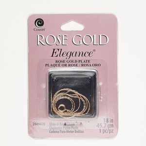 Chain, rose gold-plated copper, 1mm beading, 18 inches with springring clasp. Sold individually.