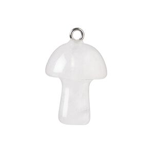 Snow quartz / brass 1pkg1, imitation rhodium-plated hand-carved 3D mushroom drop natural 20x15mm