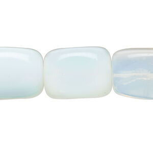 Bead, sea "opal" (glass) 1pkg1, translucent to semitranslucent, 18x14mm-23x15mm rectangle, 15 inches.