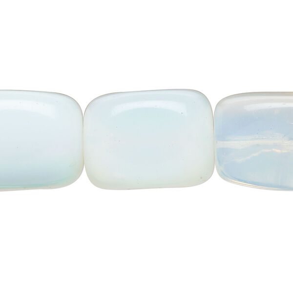 Bead, sea "opal" (glass) 1pkg1, translucent to semitranslucent, 18x14mm-23x15mm rectangle, 15 inches. image number 0