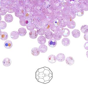 Bead 720pk violet AB, Preciosa Czech crystal 4mm round